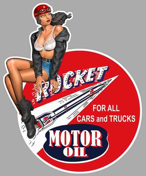 Sticker ROCKET MOTOR OIL PINUP : Couleur Course