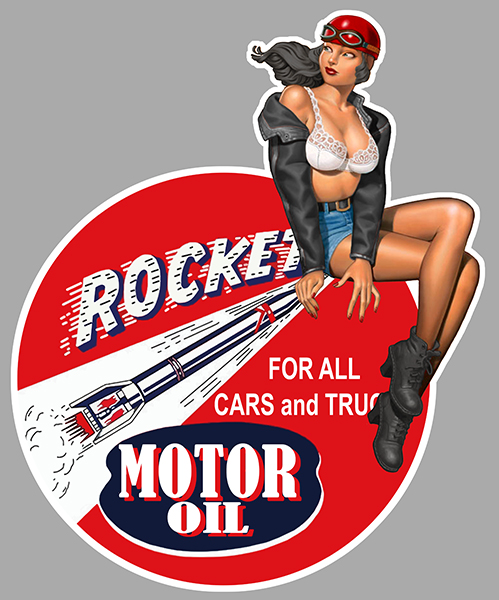 Sticker ROCKET MOTOR OIL PINUP : Couleur Course