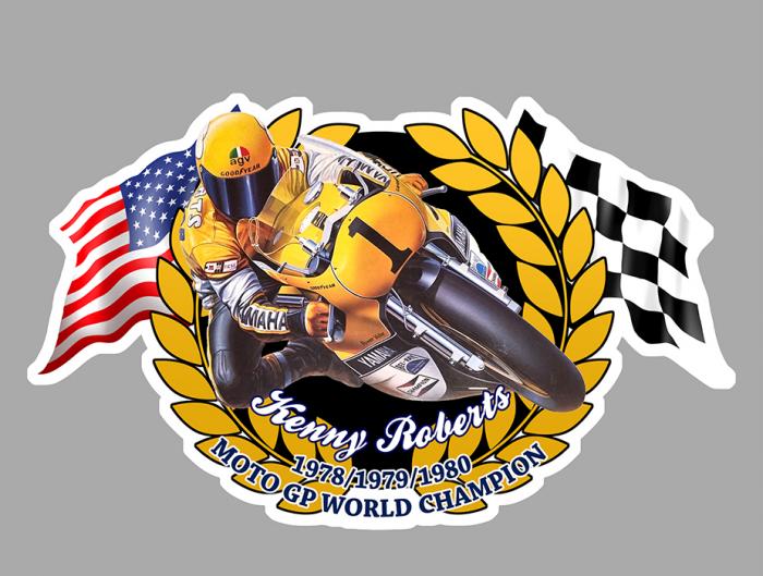 Sticker KENNY ROBERTS Sr. WORLD CHAMPION : Couleur Course
