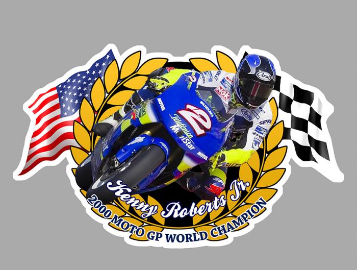 Sticker KENNY ROBERTS Jr. WORLD CHAMPION : Couleur Course
