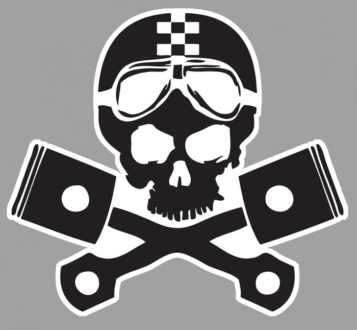 Sticker TETE DE MORT BOBBER CAFE RACER : Couleur Course