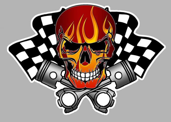 Sticker TETE DE MORT CAFE RACER : Couleur Course