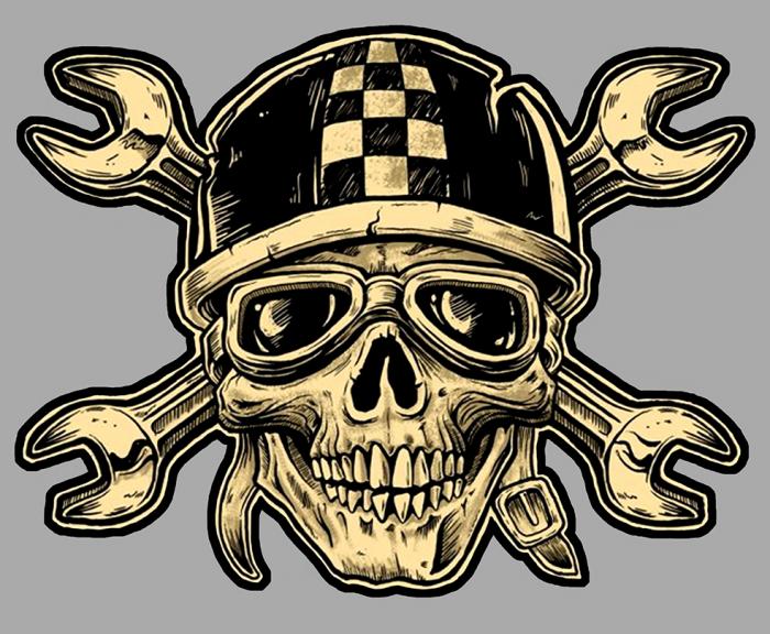 Sticker TETE DE MORT BOBBER CAFE RACER : Couleur Course