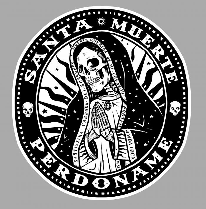 Sticker SANTA MUERTE PERDONAME : Couleur Course