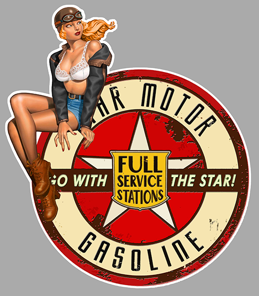 Sticker PINUP STAR MOTOR GASOLINE : Couleur Course
