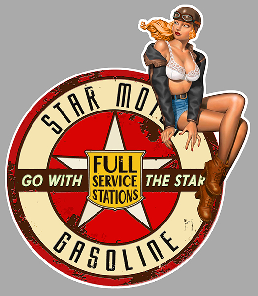 Sticker PINUP STAR MOTOR GASOLINE : Couleur Course