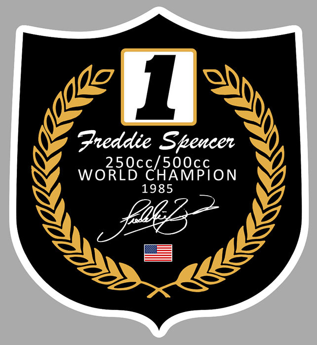 Sticker FREDDIE SPENCER WORLD CHAMPION : Couleur Course
