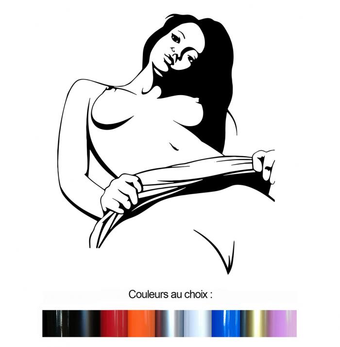 Sticker FILLE NUE SEXY  : Couleur Course