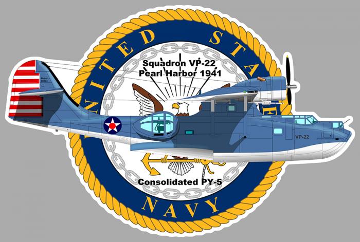 Sticker SQUADRON VP22 CATALINA : Couleur Course