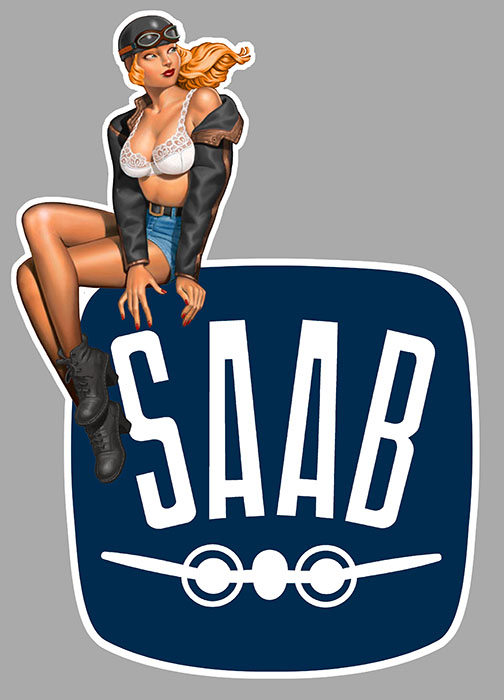 Sticker  PINUP SAAB : Couleur Course