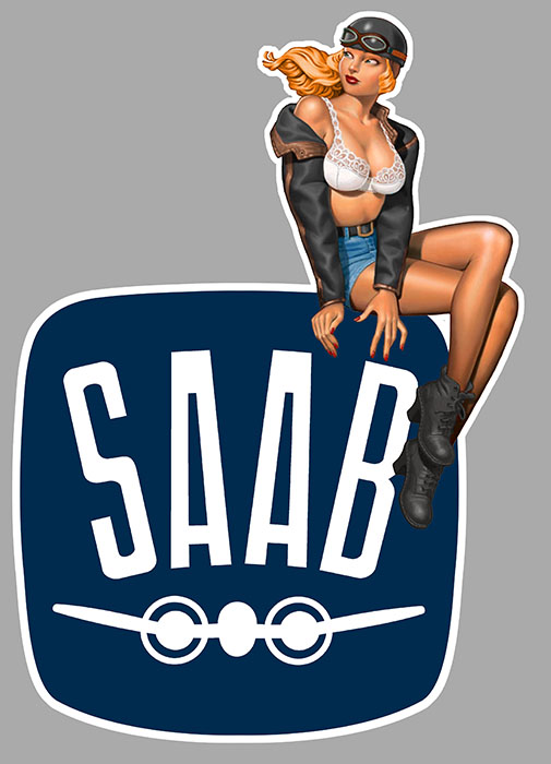 Sticker  PINUP SAAB : Couleur Course