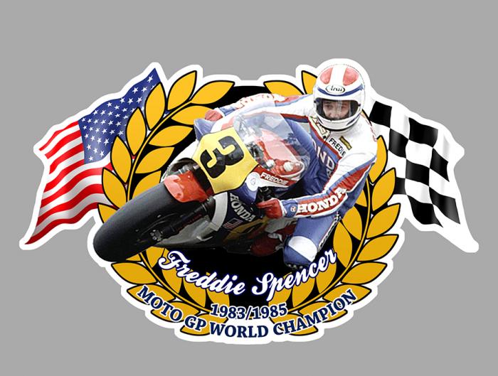 Sticker FREDDIE SPENCER WORLD CHAMPION : Couleur Course