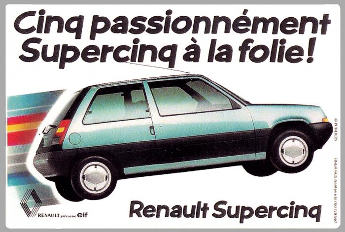 Sticker RENAULT 5 SUPER CINQ SUPER 5 : Couleur Course