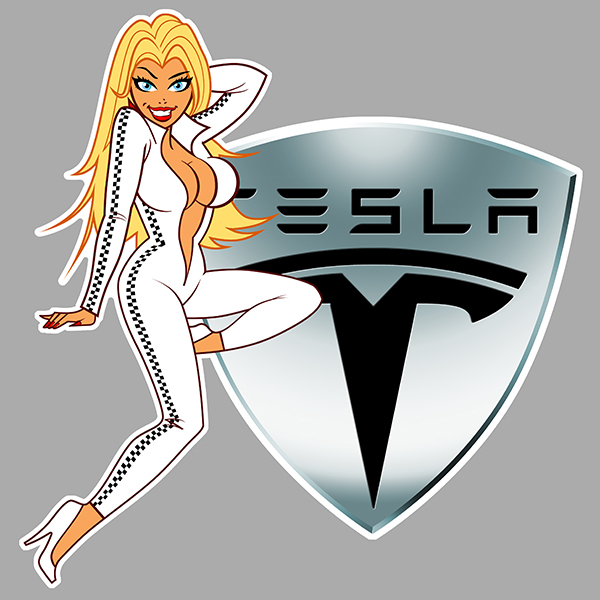 Sticker TESLA PINUP : Couleur Course