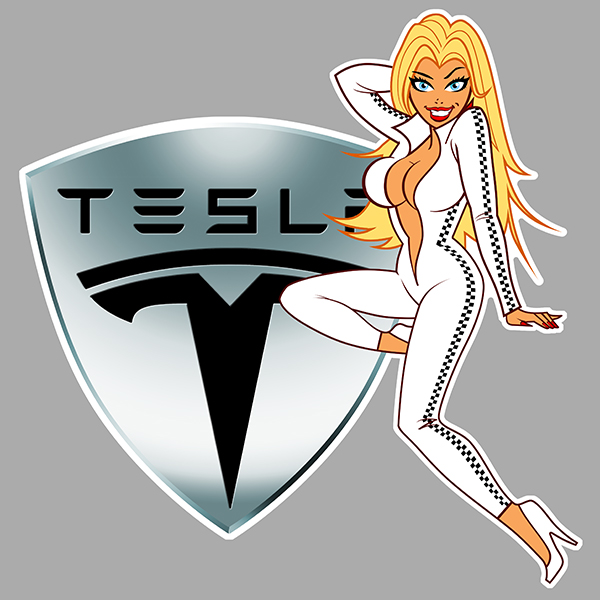 Sticker TESLA PINUP : Couleur Course