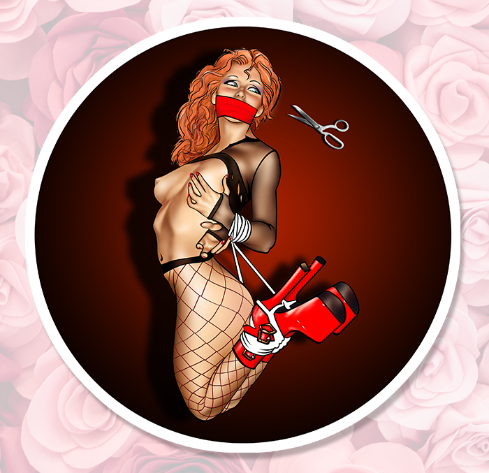 Sticker SEXY ROUSSE BONDAGE : Couleur Course