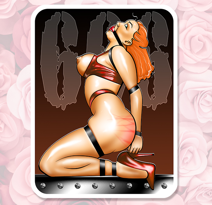 Sticker SEXY ROUSSE BONDAGE : Couleur Course