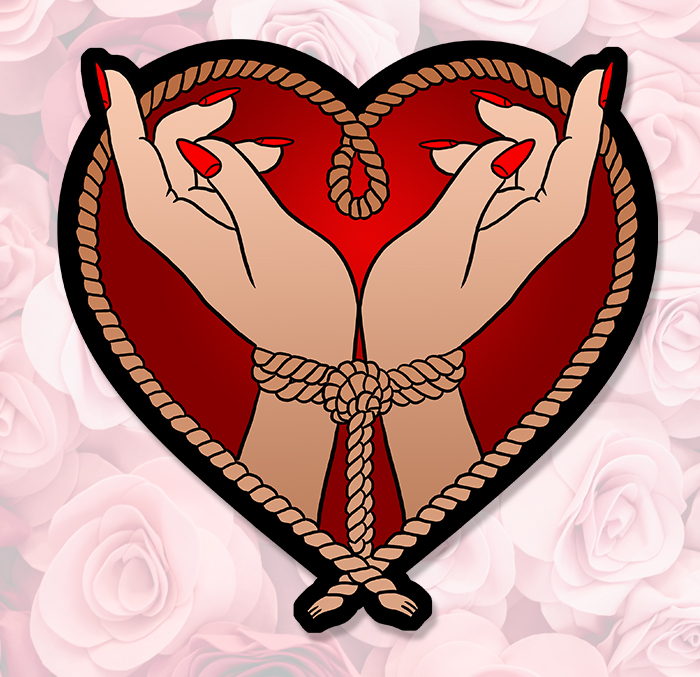 Sticker MAINS LIEES COEUR BONDAGE : Couleur Course