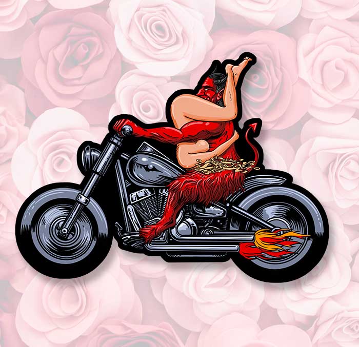 Sticker DIABLE HARLEY BIKER : Couleur Course