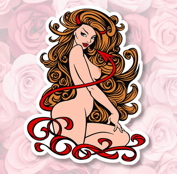 Sticker PINUP DIABLESSE ROUSSE : Couleur Course