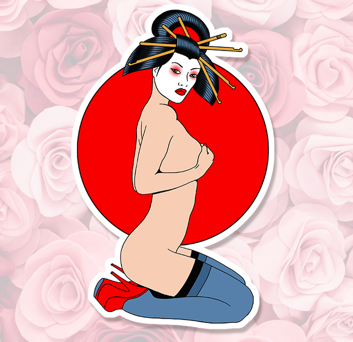 Sticker SEXY GEISHA NUE : Couleur Course