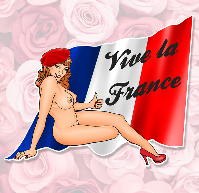 Sticker VIVE LA FRANCE PINUP : Couleur Course