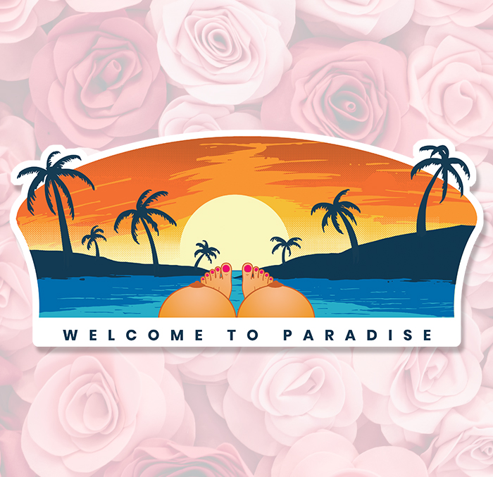 Sticker WELCOME TO PARADISE : Couleur Course
