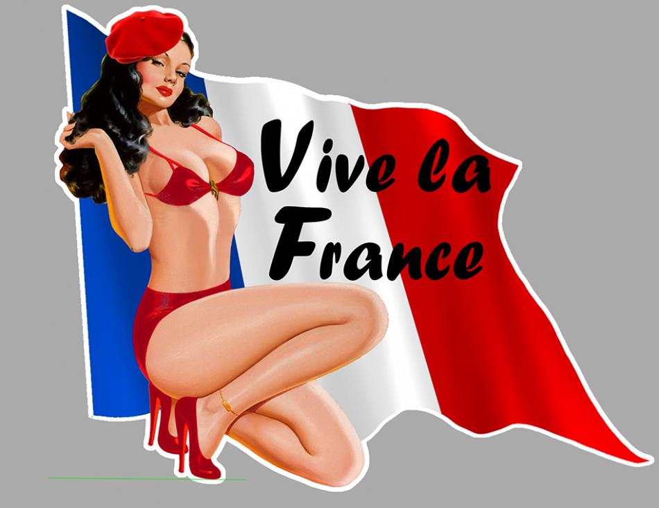 Sticker PINUP VIVE LA FRANCE VA077 : Couleur Course