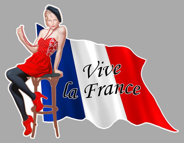 Sticker PINUP VIVE LA FRANCE  : Couleur Course