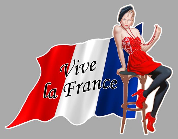 Sticker PINUP VIVE LA FRANCE  : Couleur Course