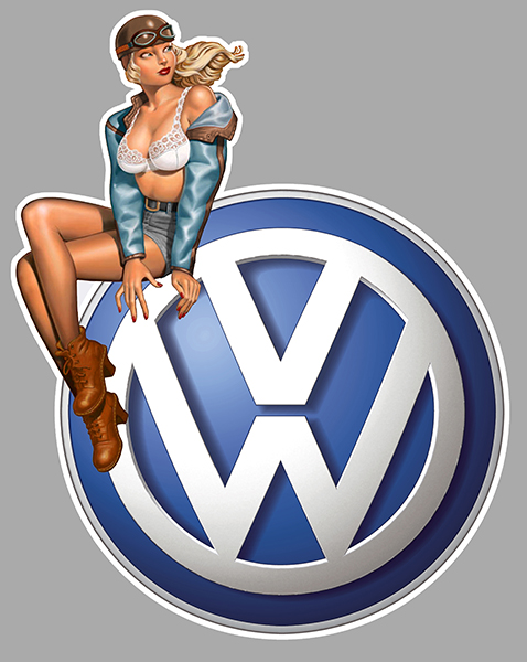 Sticker PINUP VW VOLKSWAGEN : Couleur Course
