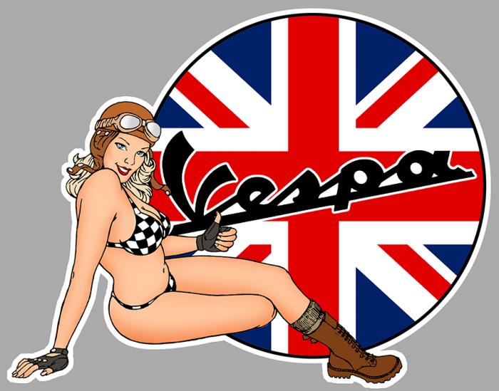 Sticker VESPA PINUP GB UK : Couleur Course