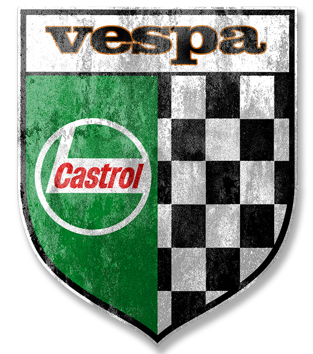 Sticker VESPA CASTROL : Couleur Course