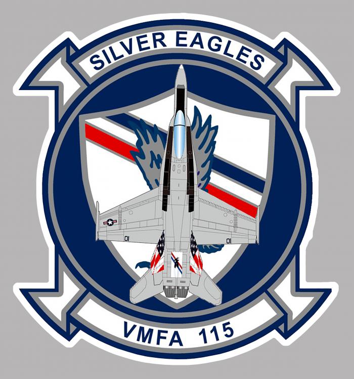 Sticker F18 HORNET SILVER EAGLES VMFA 115 : Couleur Course