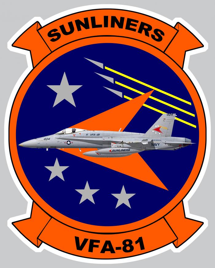 Sticker VF 81 SUNLINERS SQUADRON F18 HORNET : Couleur Course